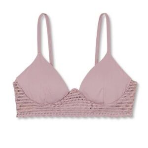 NWT Longline Crochet Detail Bikini Top - Shade & Shore Mauve